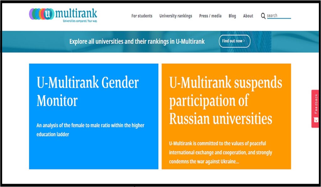 Sitio web de  U-multirank 2021