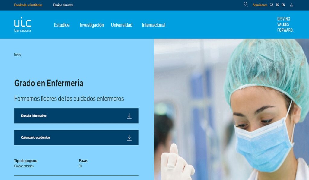 Página web de Enfermería Universidad Internacional de Cataluña-UIC