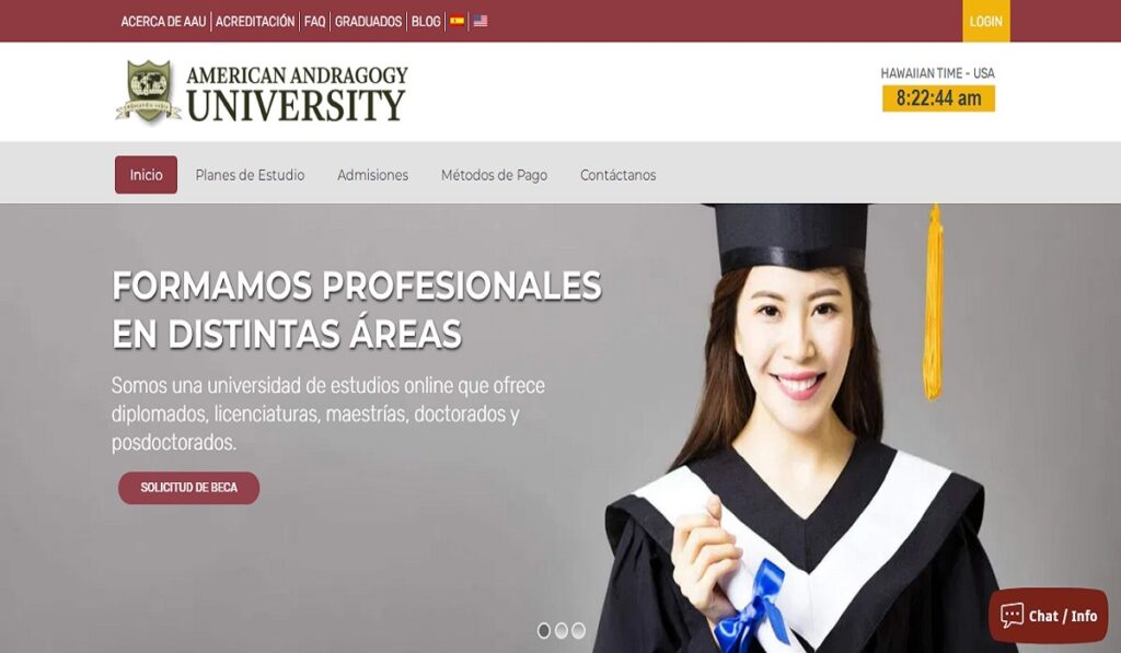 Sitio Web de la American Andragogy University