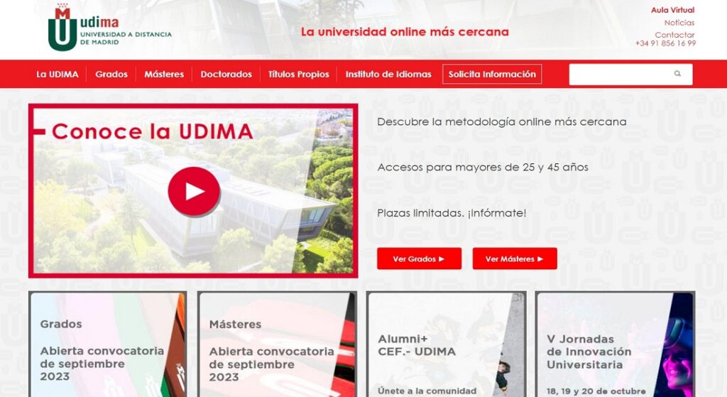 Sitio web UDIMA